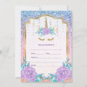 Vul eenhoorn uitnodiging in (Voorkant)