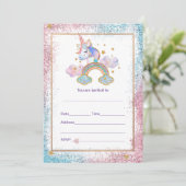 Vul eenhoorn uitnodiging in (Staand voorkant)