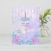 Vul eenhoorn uitnodiging in (Staand voorkant)