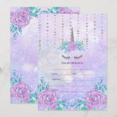 Vul eenhoorn uitnodiging in (Voorkant / Achterkant)