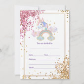 Vul eenhoorn uitnodiging in (Voorkant)