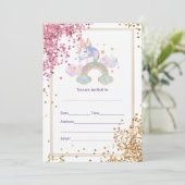 Vul eenhoorn uitnodiging in (Staand voorkant)