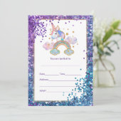 Vul eenhoorn uitnodiging in (Staand voorkant)