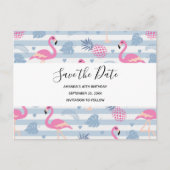 Vul Flamingo & het Patroon van de Ananas sparen de Uitnodiging Briefkaart (Voorkant)