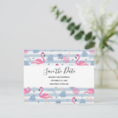 Vul Flamingo & het Patroon van de Ananas sparen de Uitnodiging Briefkaart (Staand voorkant)
