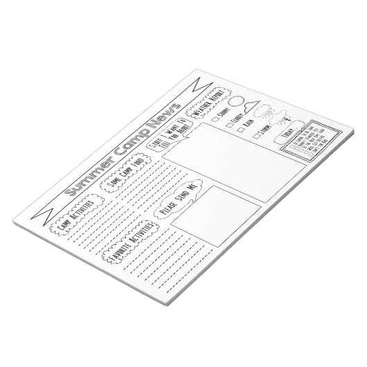 Vul het Briefpapier Blank zomerkamp in Notitieblok (Schuin)