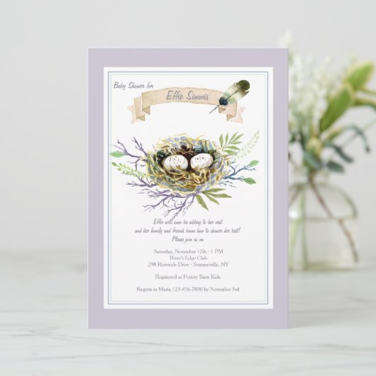 Vul hun Nest Baby shower-uitnodiging aan Kaart (Staand voorkant)