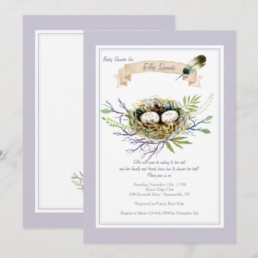 Vul hun Nest Baby shower-uitnodiging aan Kaart (Voorkant / Achterkant)