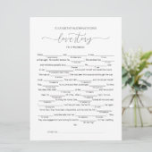 Vul in de Blanks Love Story Vrijgezellenfeest Game Kaart (Staand voorkant)