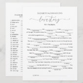 Vul in de Blanks Love Story Vrijgezellenfeest Game Kaart (Voorkant / Achterkant)