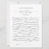 Vul in de Blanks Love Story Vrijgezellenfeest Game Kaart (Voorkant)