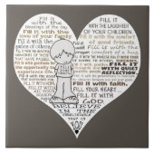 Vul je hart donkerbruin tegeltje (Voorkant)