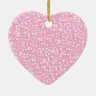 Vul je hart met dansende witte muzieknoten keramisch ornament