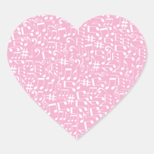 Vul je hart met dansende witte muzieknoten sticker