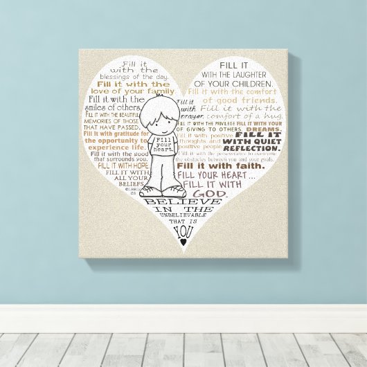 Vul je hart-toon canvas afdruk (Insitu (Houten vloer))