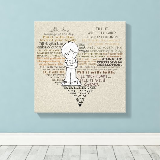 Vul je hart-toon canvas afdruk (Insitu (Houten vloer))