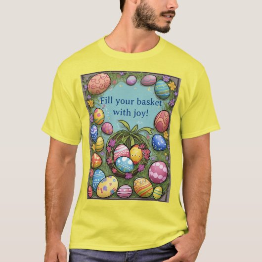 Vul je mand met Joy Pasen T-shirt (geel) (Voorkant)