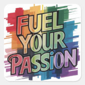 Vul je passie aan vierkante sticker (Voorkant)