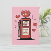 Vul op liefde grappige Valentijn kaart tankstation (Staand voorkant)