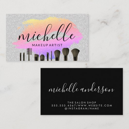 Vul penseel | Kiss Stain | Glitter Visitekaartje (Voorkant / Achterkant)
