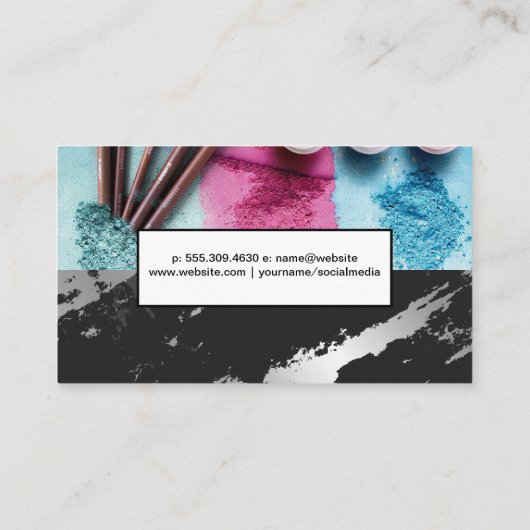 Vul Penselen en Stichting op | Zwarte marmer Visitekaartje (Achterkant)