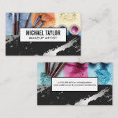 Vul Penselen en Stichting op | Zwarte marmer Visitekaartje (Voorkant / Achterkant)