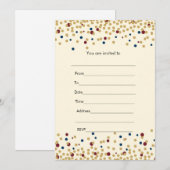 Vul uitnodiging confetti goud marine roodbruin (Voorkant / Achterkant)