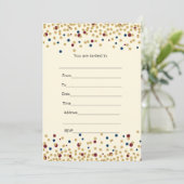 Vul uitnodiging confetti goud marine roodburgundy (Staand voorkant)