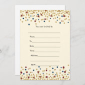 Vul uitnodiging confetti goud marine roodburgundy (Voorkant / Achterkant)