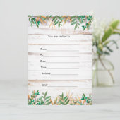 Vul uitnodiging groen rustic aquarel in (Staand voorkant)