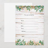 Vul uitnodiging groen rustic aquarel in (Voorkant / Achterkant)