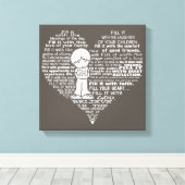 Vul uw hartdonkerbruine/witte letters canvas afdruk (Insitu (Houten vloer))