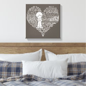 Vul uw hartdonkerbruine/witte letters canvas afdruk (Insitu (Slaapkamer))