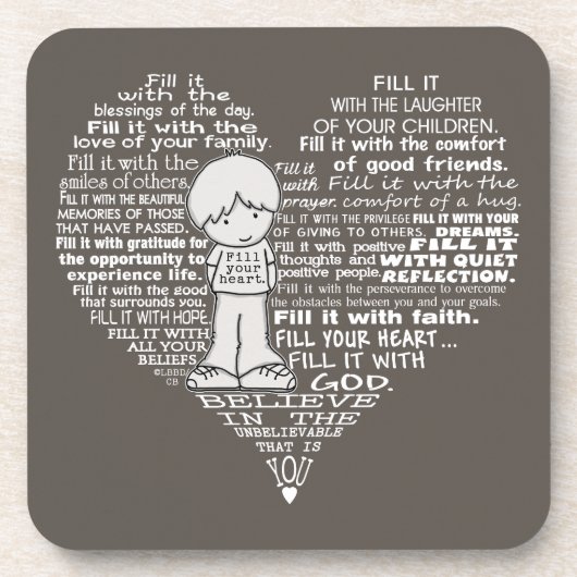 Vul uw hartwitte letters/donkerbruin drankjes onderzetter (Voorkant)