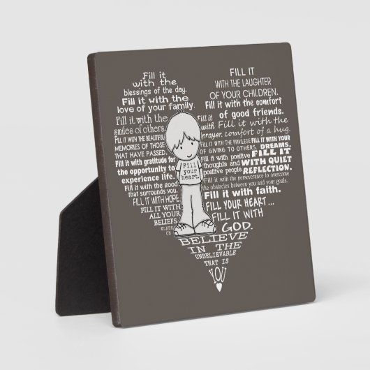 Vul uw hartwitte letters/donkerbruin fotoplaat (Voorkant)