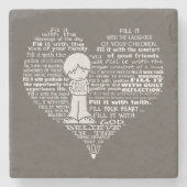 Vul uw hartwitte letters/donkerbruin stenen onderzetter (Voorkant)