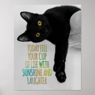 Vul uw Motivatie prijsopgave voor Life Black Cat Poster