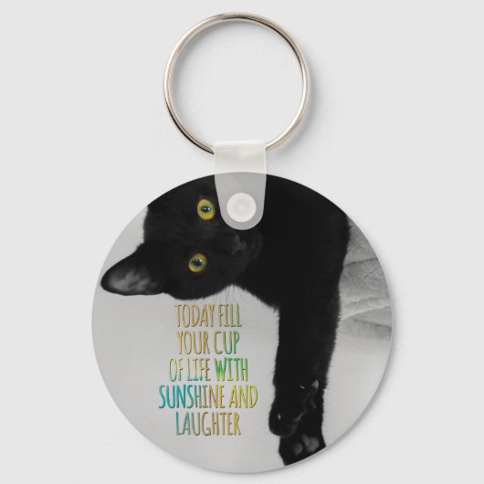 Vul uw Motivatie prijsopgave voor Life Black Cat Sleutelhanger (Voorkant)