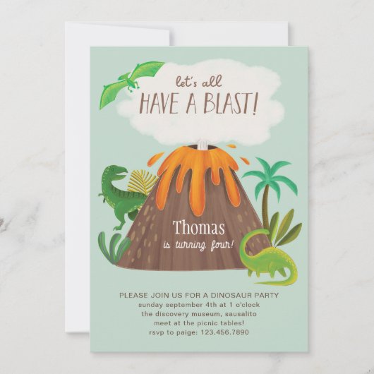 Vulcan Dinosaurs Oerwoud verjaardagsfeestje voor k Kaart (Voorkant)