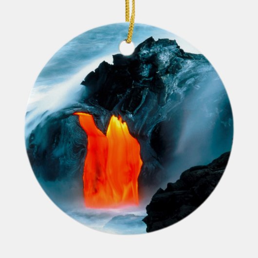 Vulcano Lava-stroom uit Kilauea Hawaii Keramisch Ornament (Voorkant)
