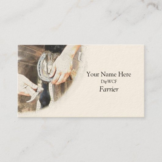 Vulder die een hoefijzer nadert visitekaartje (Voorkant)
