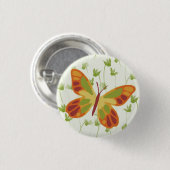 Vulende vlinder in gras ronde button 3,2 cm (Voorkant /achterkant)