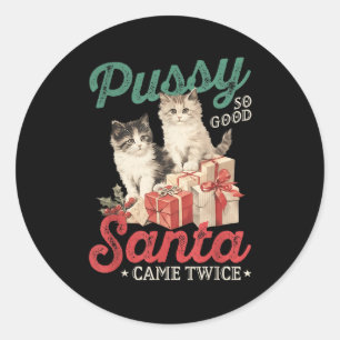 Vulgair Kerstkat Grafisch Grappige Grap Pesterij H Ronde Sticker