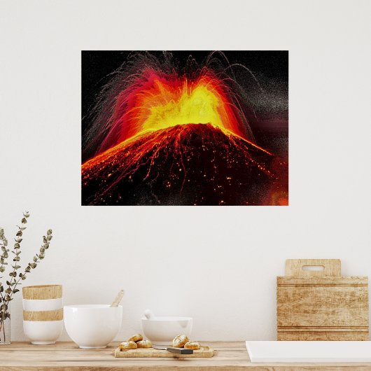 Vulkaan 5 gebompeld poster (Keuken)