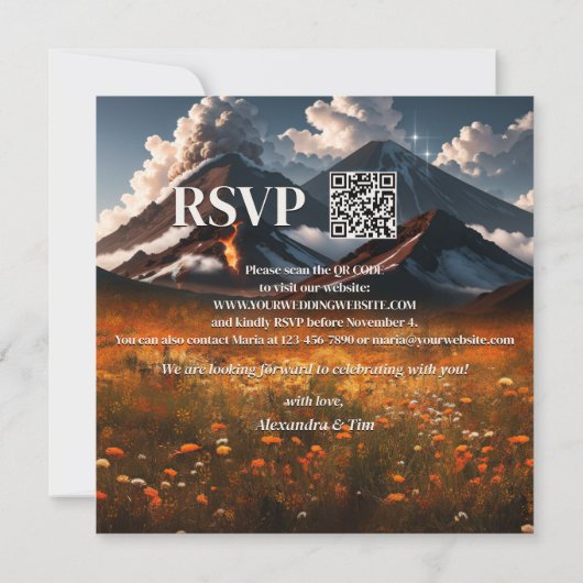 Vulkaan Avontuur Gouden Herfst Bruiloft Uitnodigin Kaart (Achterkant)