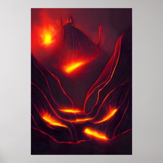 Vulkaan, bergen en lava | AI Art Poster (Voorkant)