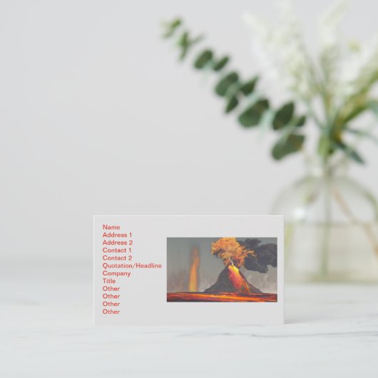 Vulkaan met lava en Fire Visitekaartje (Staand voorkant)
