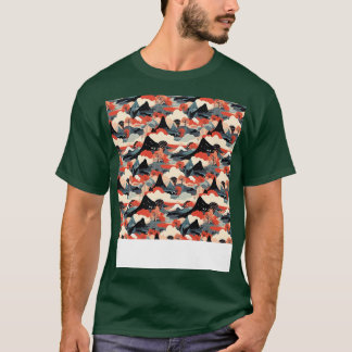 Vulkaan Naadloos Patroon Berg Vuur Lava Magma T-shirt