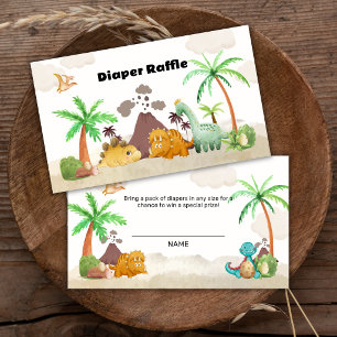 Vulkaan Uitbroedende Dino Luier Raffle Baby Shower Informatiekaartje
