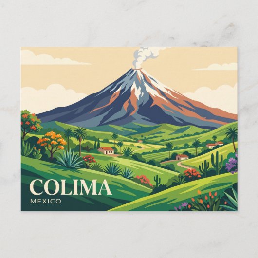 Vulkaan van Colima Mexico Briefkaart (Voorkant)